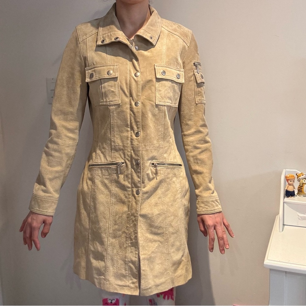 Women's Lambskin Leather Tan Long Jacket